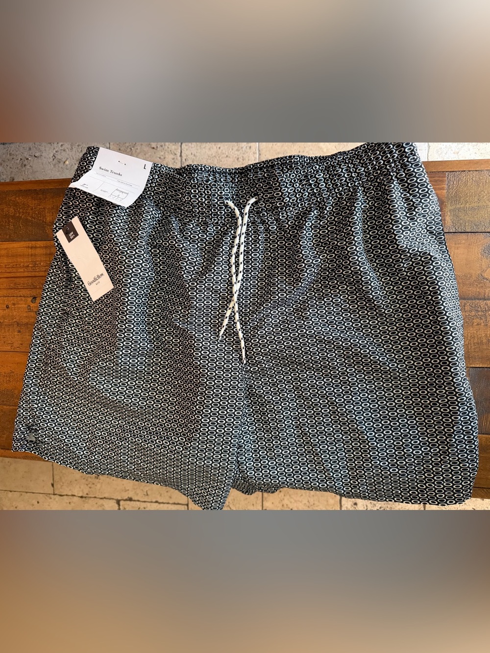 Target Men’s Black and White Geometric Swim Trunks